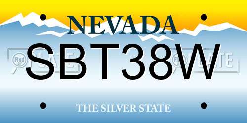 SBT38W Nevada License Plate