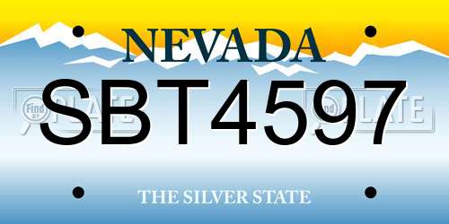 SBT4597 Nevada License Plate