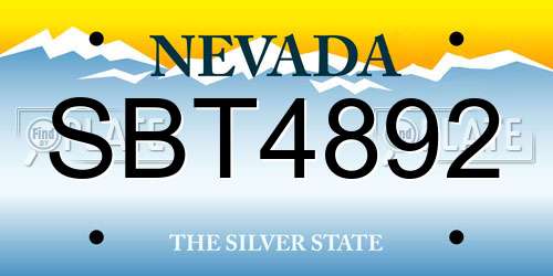 SBT4892 Nevada License Plate