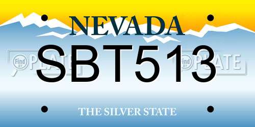 SBT513 Nevada License Plate