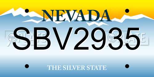 SBV2935 Nevada License Plate