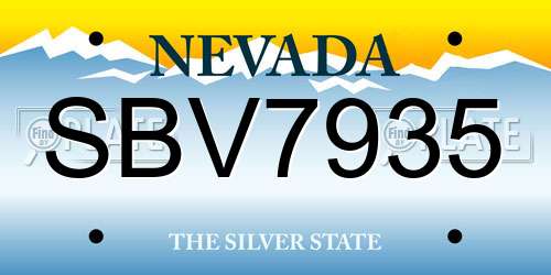 SBV7935 Nevada License Plate