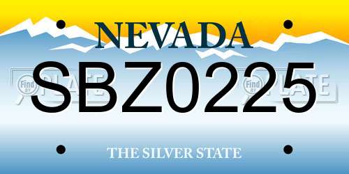 SBZ0225 Nevada License Plate