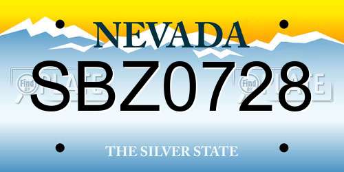 SBZ0728 Nevada License Plate