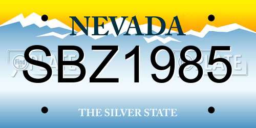 SBZ1985 Nevada License Plate