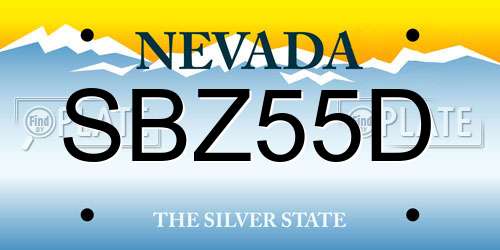 SBZ55D Nevada License Plate
