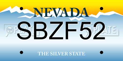 SBZF52 Nevada License Plate