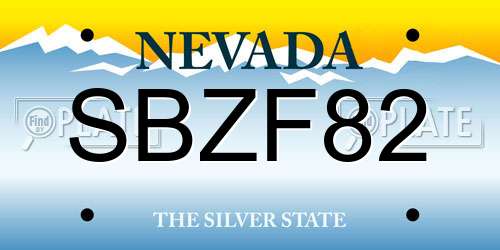 SBZF82 Nevada License Plate