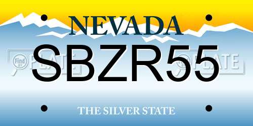 SBZR55 Nevada License Plate
