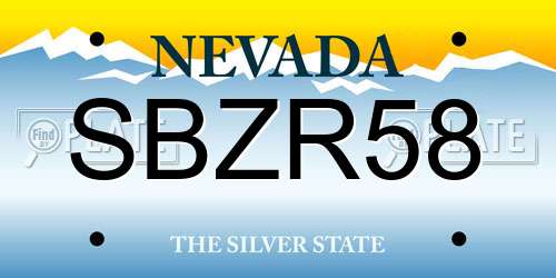 SBZR58 Nevada License Plate