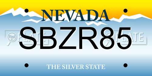 SBZR85 Nevada License Plate