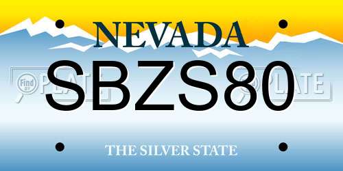 SBZS80 Nevada License Plate