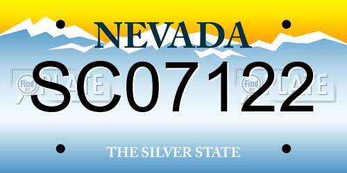 SC07122 Nevada License Plate