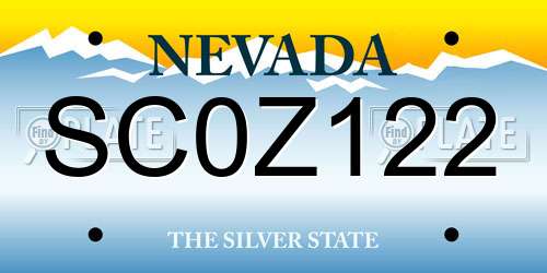 SC0Z122 Nevada License Plate