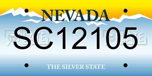 SC12105 Nevada License Plate