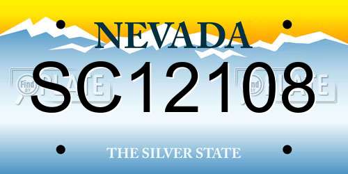 SC12108 Nevada License Plate