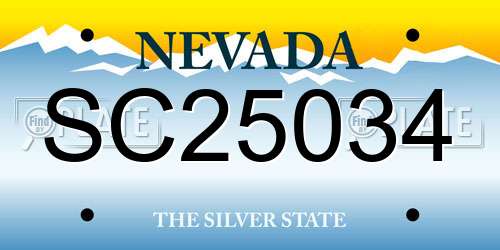 SC25034 Nevada License Plate