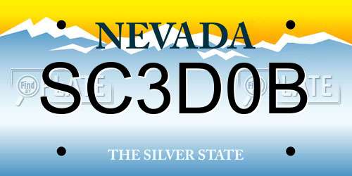 SC3D0B Nevada License Plate
