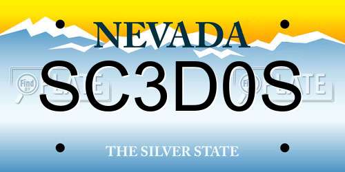 SC3D0S Nevada License Plate