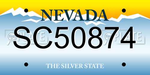 SC50874 Nevada License Plate