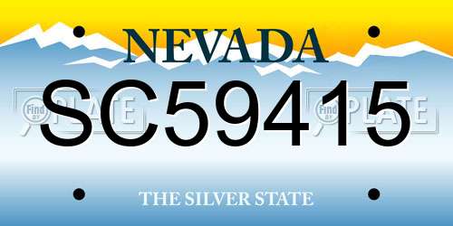 SC59415 Nevada License Plate