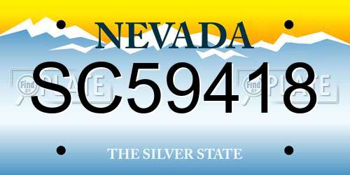 SC59418 Nevada License Plate