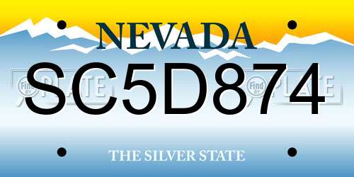 SC5D874 Nevada License Plate
