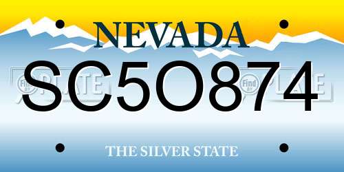 SC5O874 Nevada License Plate