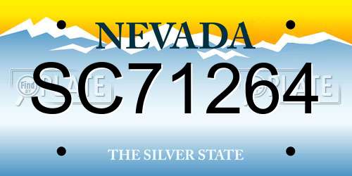 SC71264 Nevada License Plate
