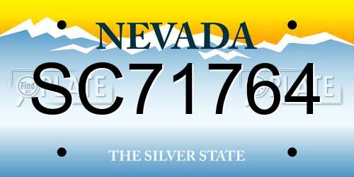 SC71764 Nevada License Plate