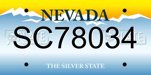SC78034 Nevada License Plate
