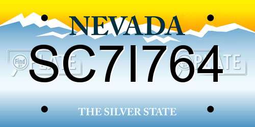 SC7I764 Nevada License Plate