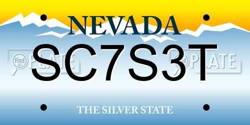 SC7S3T Nevada License Plate
