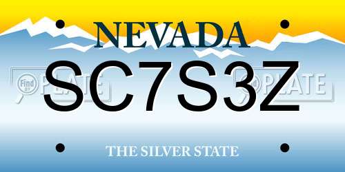 SC7S3Z Nevada License Plate