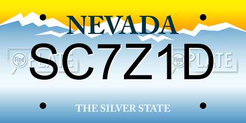 SC7Z1D Nevada License Plate