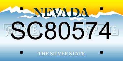 SC80574 Nevada License Plate