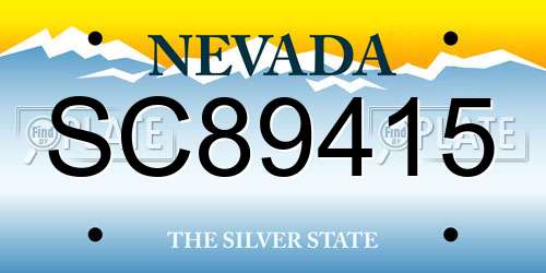 SC89415 Nevada License Plate