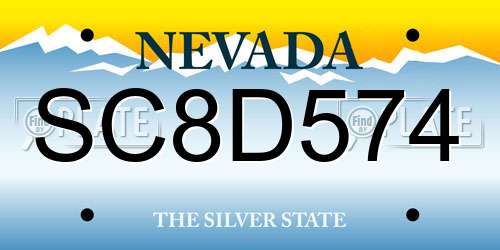 SC8D574 Nevada License Plate