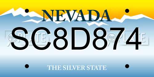 SC8D874 Nevada License Plate