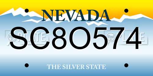 SC8O574 Nevada License Plate