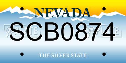 SCB0874 Nevada License Plate