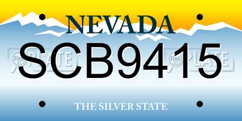 SCB9415 Nevada License Plate