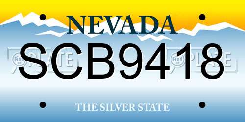 SCB9418 Nevada License Plate