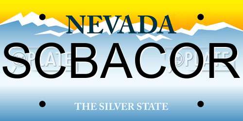 SCBACOR Nevada License Plate