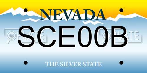 SCE00B Nevada License Plate