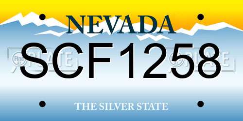 SCF1258 Nevada License Plate