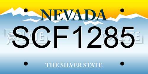 SCF1285 Nevada License Plate