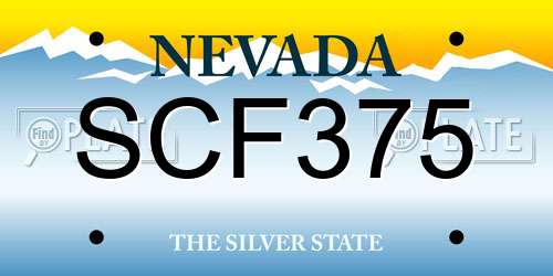 SCF375 Nevada License Plate