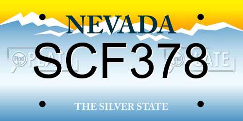 SCF378 Nevada License Plate