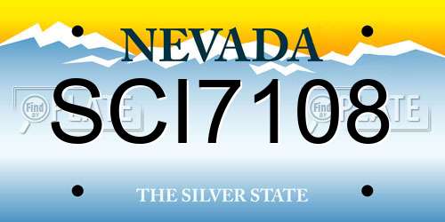 SCI7108 Nevada License Plate